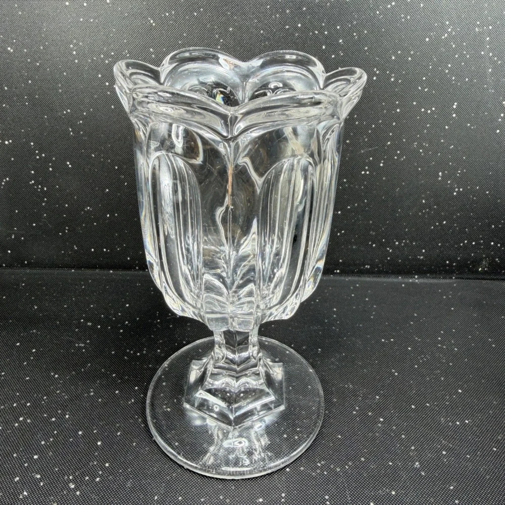 O'Hara Seneca Loop J B Lyon Flint Glass EAPG Pedestal Celery Vase Clear 7inch